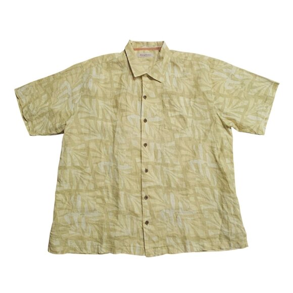 Tommy Bahama Mens XL Linen Hawaiian Shirt Green & Beige Short Sleeve Button-Up - Picture 3 of 11